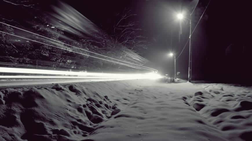 长曝光夜间雪景高清壁纸图片 1920x1080