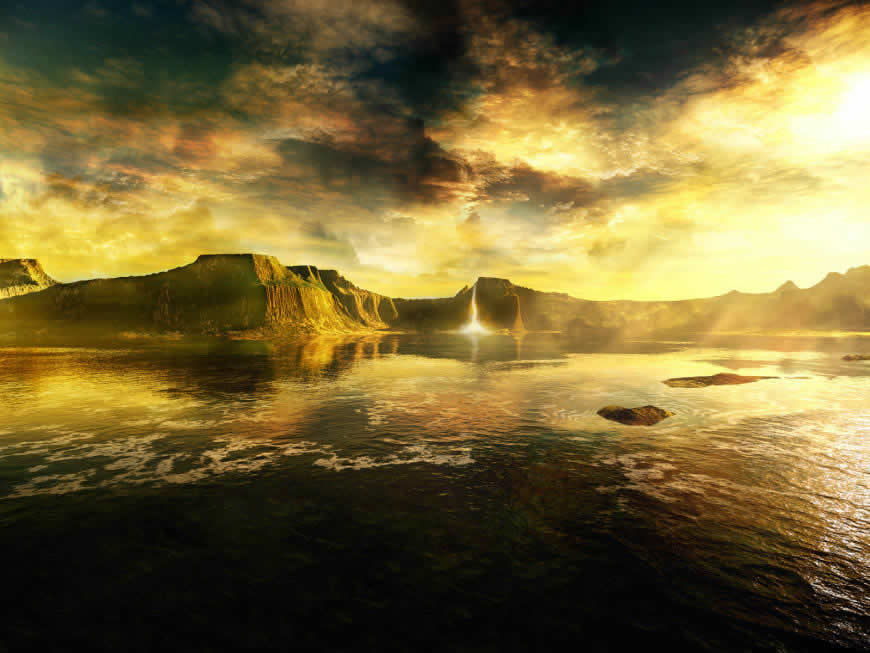湖泊上的日落高清壁纸图片 1600x1200