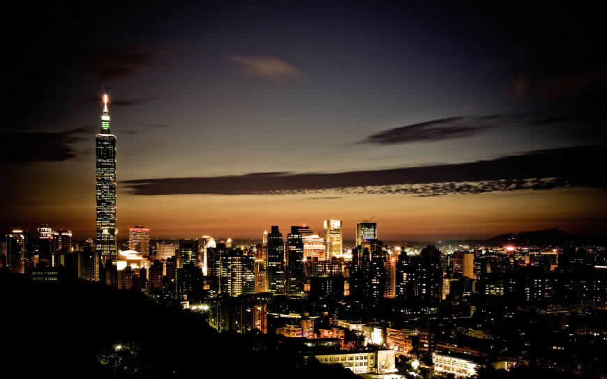 台北101大楼 城市 夜景高清壁纸图片 3840x2400