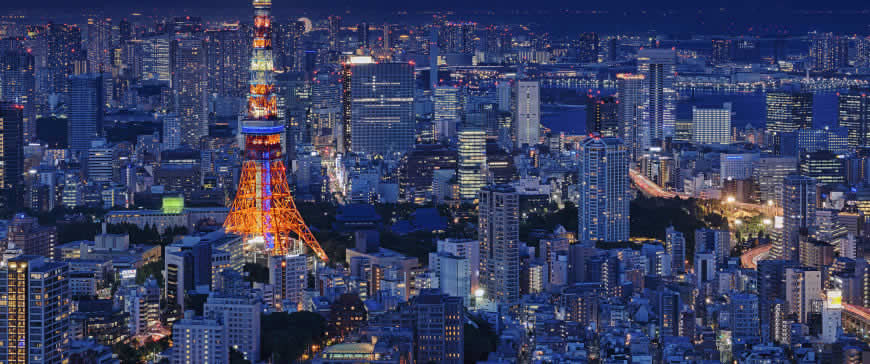 东京塔 城市 夜景高清壁纸图片 3440x1440