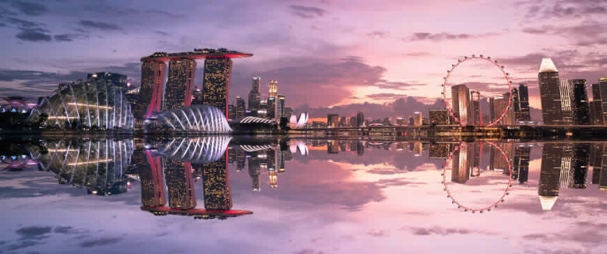 新加坡现代都市风景高清壁纸图片 3440x1440