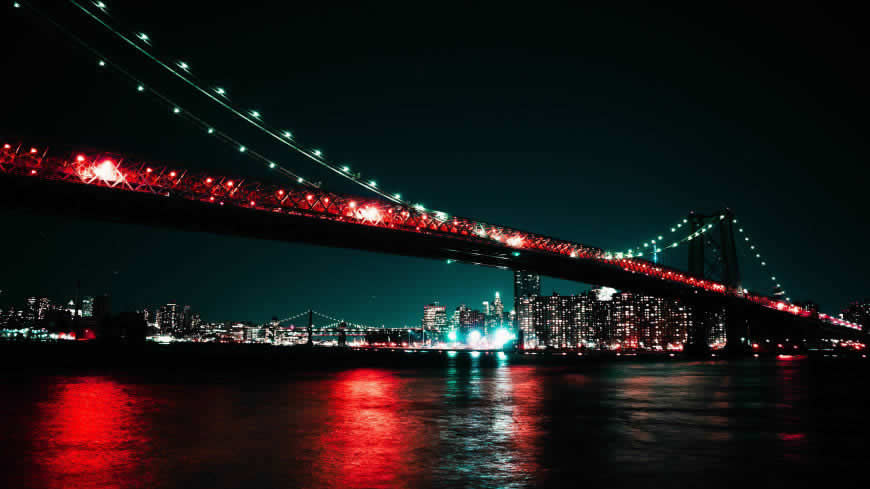 跨江大桥夜景高清壁纸图片 5120x2880