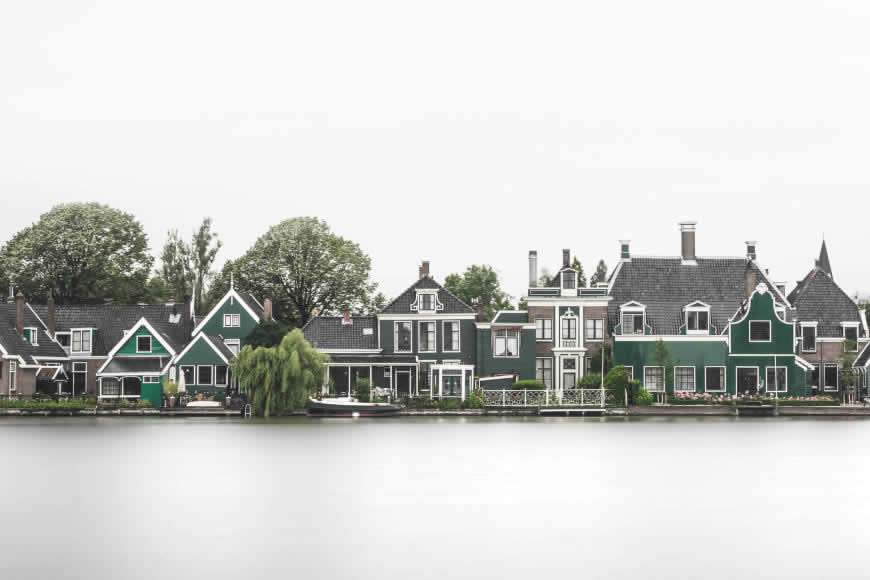 荷兰湖边居民房屋建筑渲染图高清壁纸图片 3000x2000