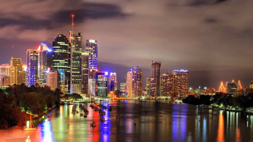 澳大利亚布里斯班城市夜景高清壁纸图片 1920x1080