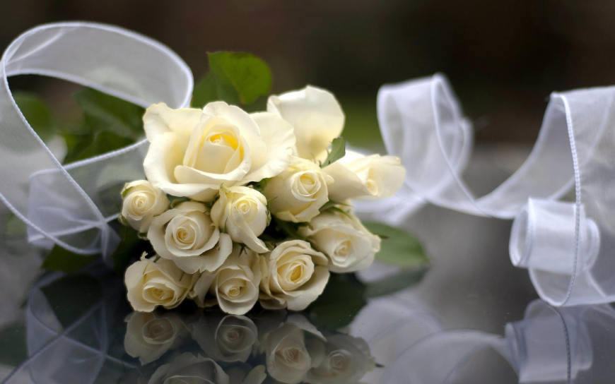 白色玫瑰花束高清壁纸图片 2880x1800
