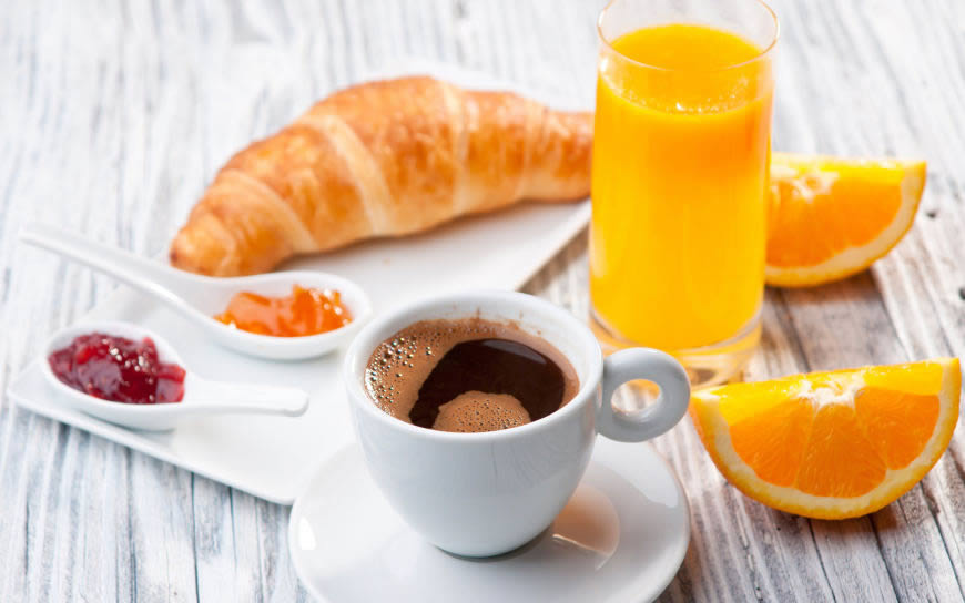 早餐 咖啡 橙汁高清壁纸图片 3840x2400