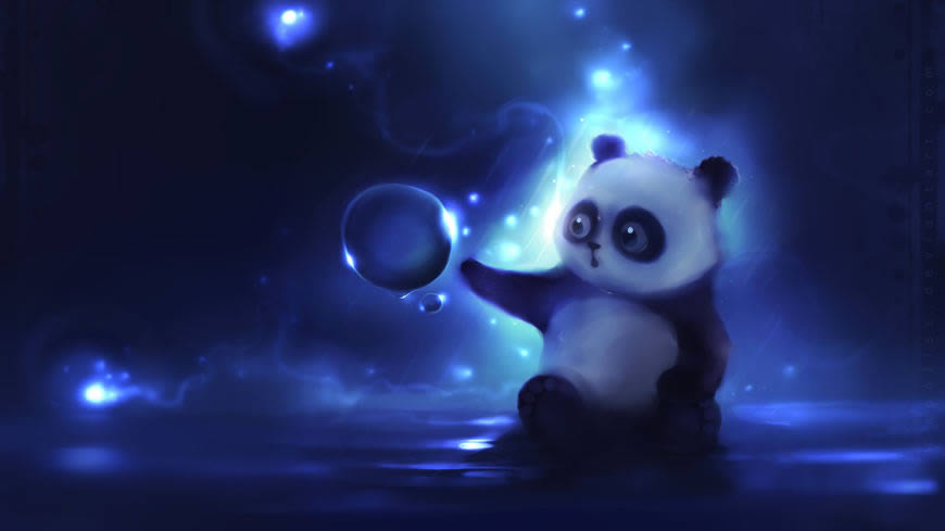 动漫熊猫插画高清壁纸图片 1920x1080