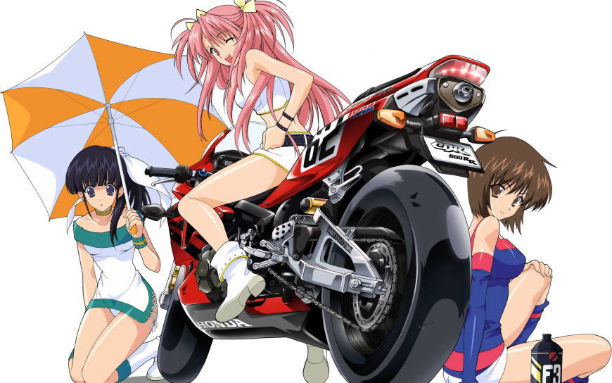 骑摩托车的动漫美女高清壁纸图片 2560x1600