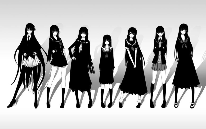 黑长直动漫美女高清壁纸图片 1920x1200