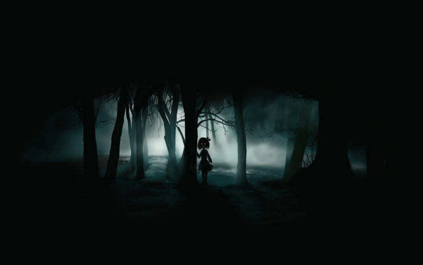 黑暗森林里的动漫少女高清壁纸图片 1680x1050
