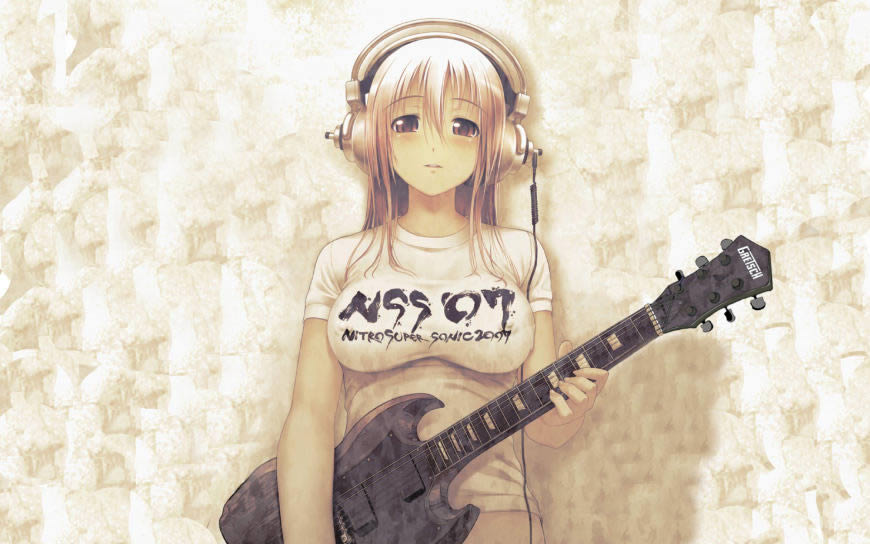 动漫吉他少女高清壁纸图片 1920x1200