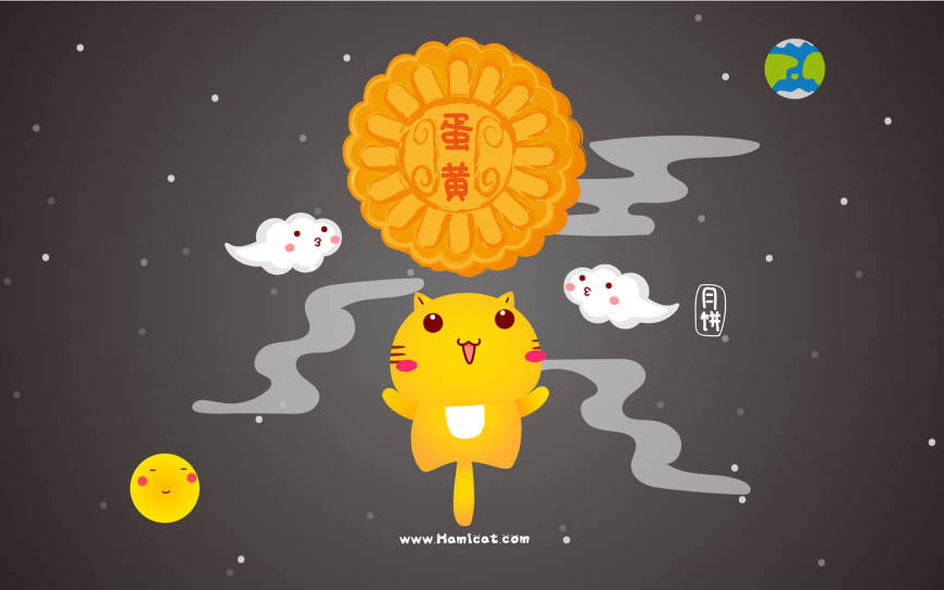 哈咪猫的中秋节高清壁纸图片 1920x1200