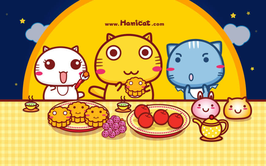 哈咪猫赏月高清壁纸图片 1920x1200