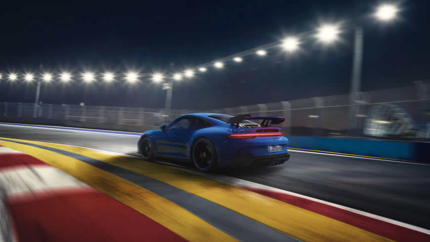 2021款蓝色保时捷911 GT3高清壁纸图片 5120x2880