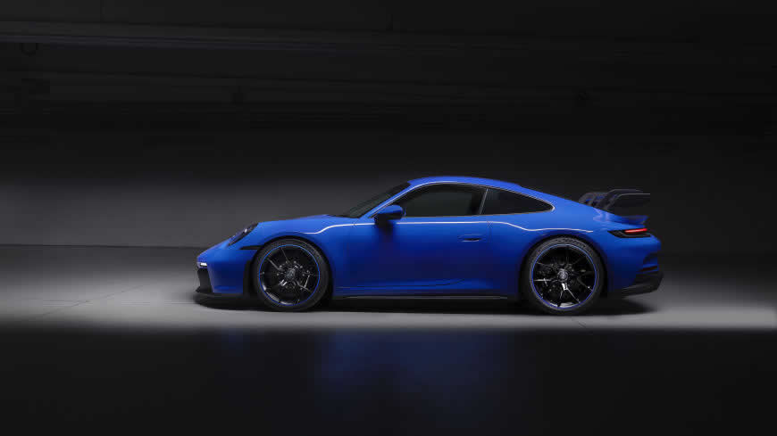 2021款蓝色保时捷911 GT3高清壁纸图片 3840x2160
