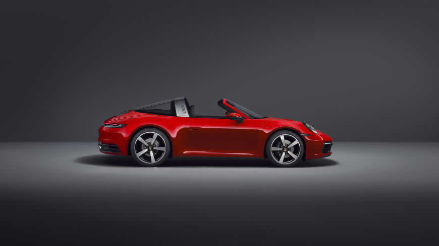 2020款红色保时捷911 Targa 4敞篷跑车高清壁纸图片 5120x2880