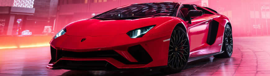 红色兰博基尼Aventador S超级跑车高清壁纸图片 5120x1440