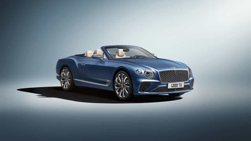 2020款蓝色宾利欧陆GT Mulliner Convertible高清壁纸图片 5120x2880