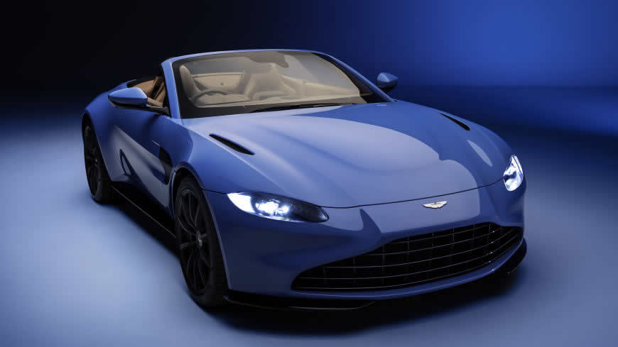 2020款蓝色阿斯顿·马丁Vantage Roadster敞篷跑车高清壁纸图片 5120x2880