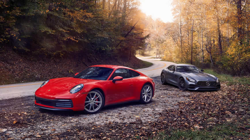 2020款梅赛德斯-AMG GT和2020款保时捷911 Carrera S高清壁纸图片 5120x2880