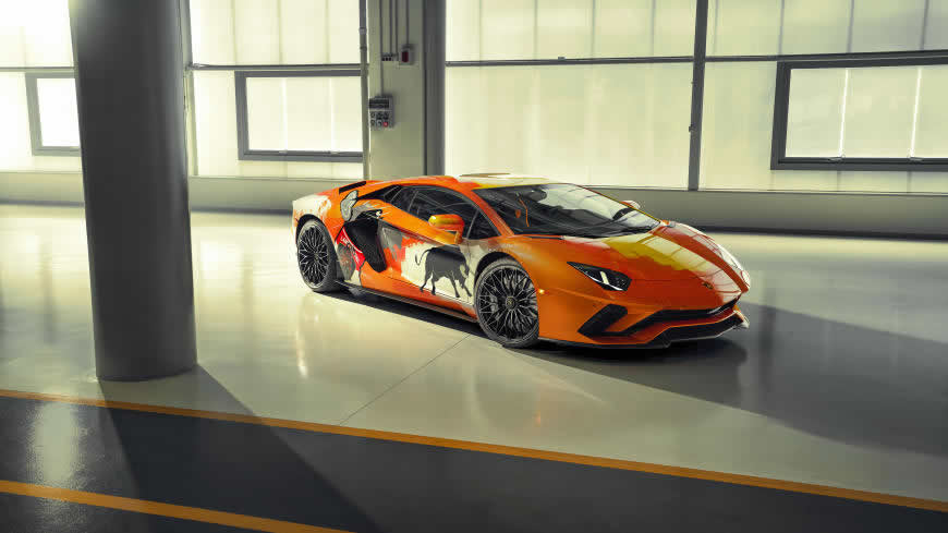 橙色兰博基尼Aventador S高清壁纸图片 7680x4320