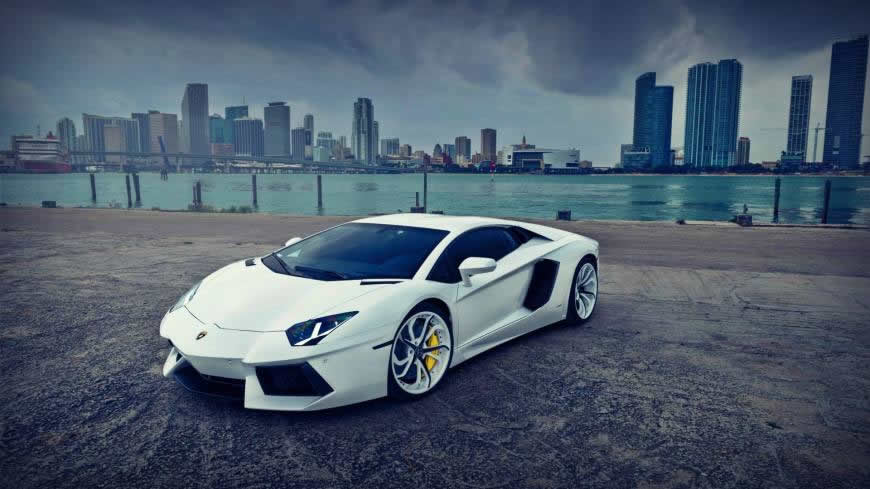 白色兰博基尼Aventador跑车高清壁纸图片 1920x1080