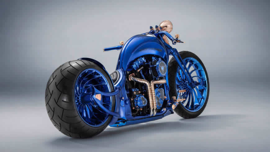 哈雷蓝色版摩托车高清壁纸图片 3840x2160