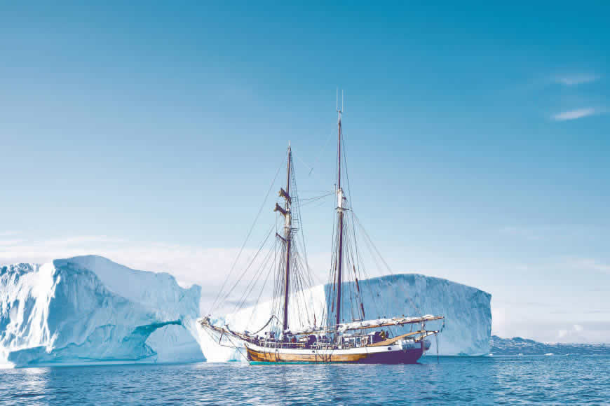 格陵兰岛 冰山 帆船高清壁纸图片 3000x2000
