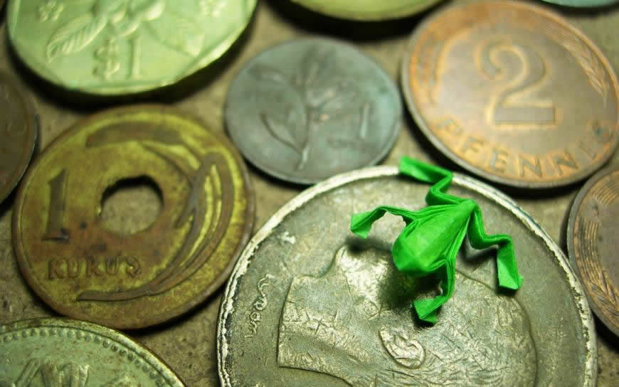 硬币上的青蛙折纸高清壁纸图片 1920x1200
