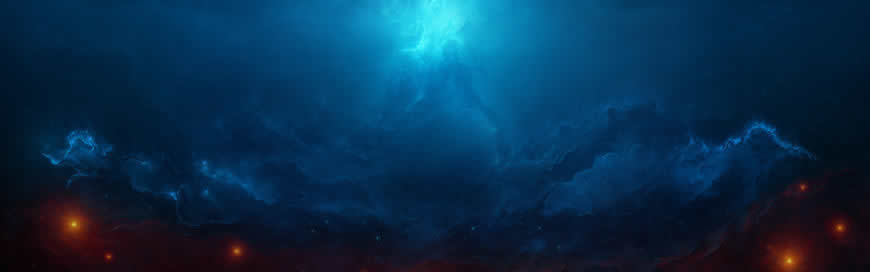 蓝色拱形星云高清壁纸图片 3840x1200