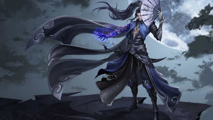 拿扇子的游戏角色原画高清壁纸图片 1920x1080