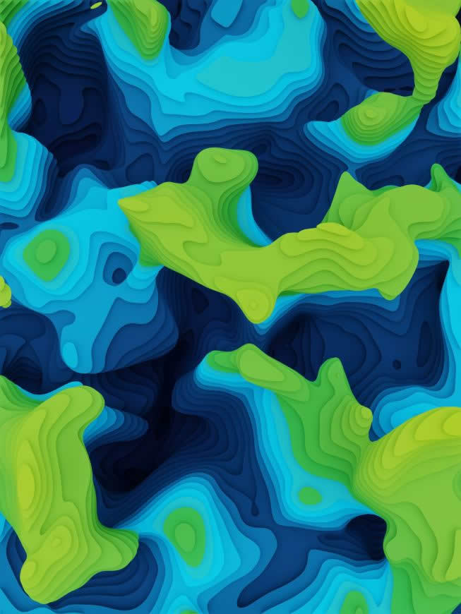 蓝绿 3D 渐变 抽象高清壁纸图片 3000x4000