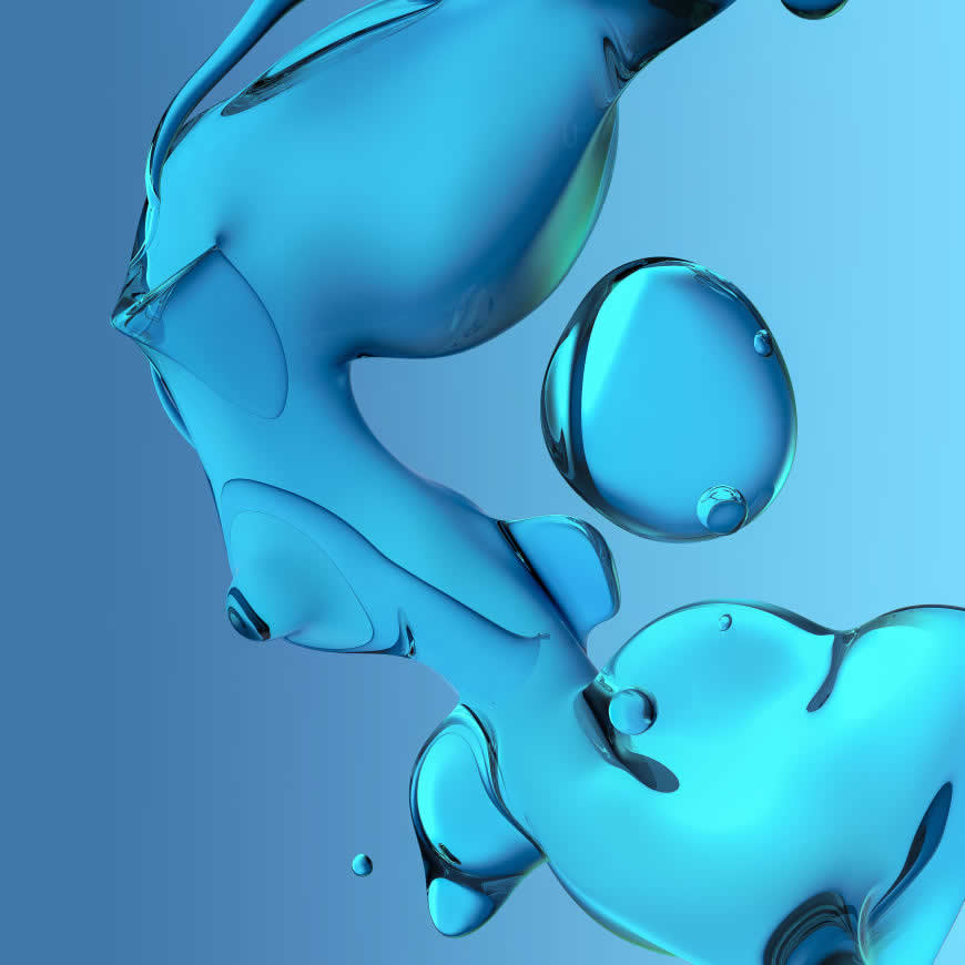 蓝色 液体 气泡 渐变 背景高清壁纸图片 3840x3840
