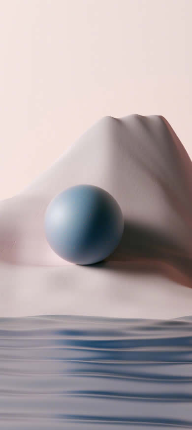 ColorOS 12系统原生 3D 山水 球体高清壁纸图片 1440x3216