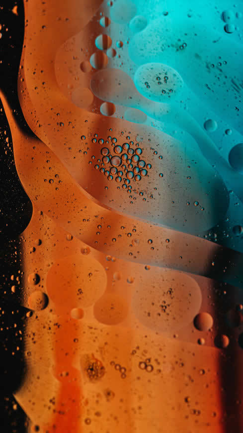 橙色 蓝色 玻璃 水珠 气泡高清壁纸图片 2160x3840
