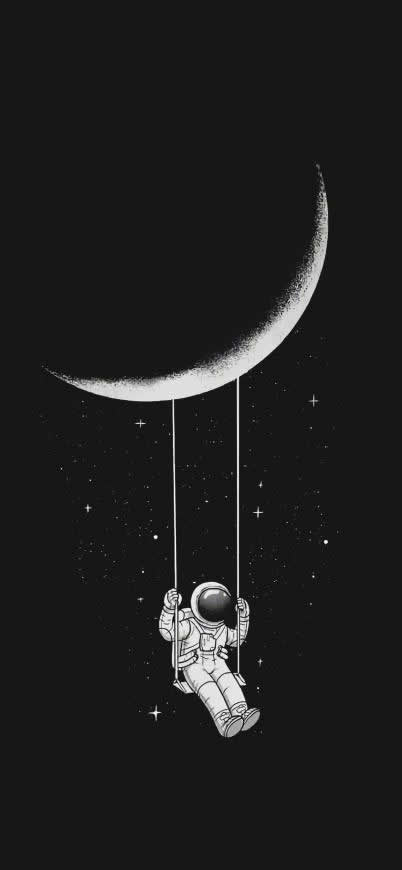 月亮上荡秋千的宇航员高清壁纸图片 1242x2688