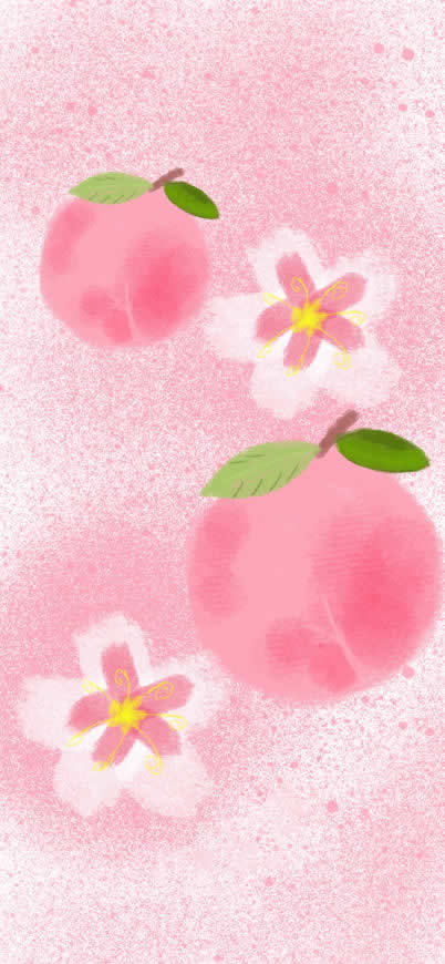 桃子插画高清壁纸图片 1125x2436