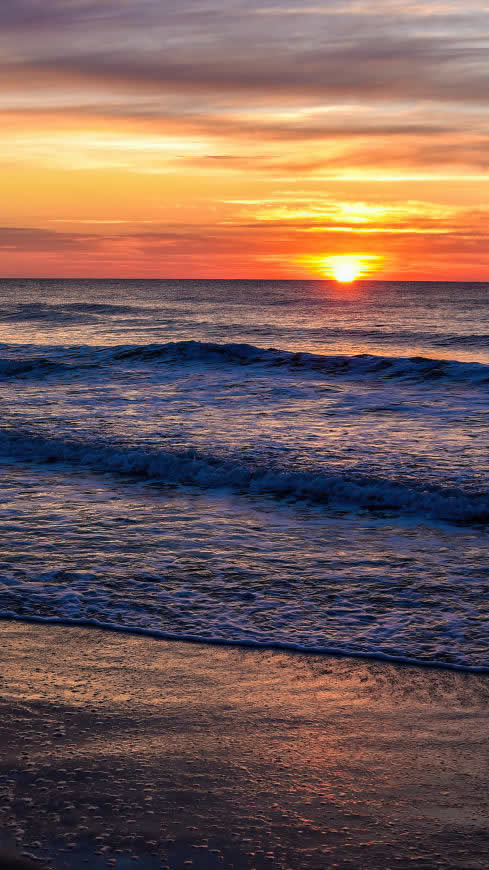日落 大海 海滩高清壁纸图片 2160x3840