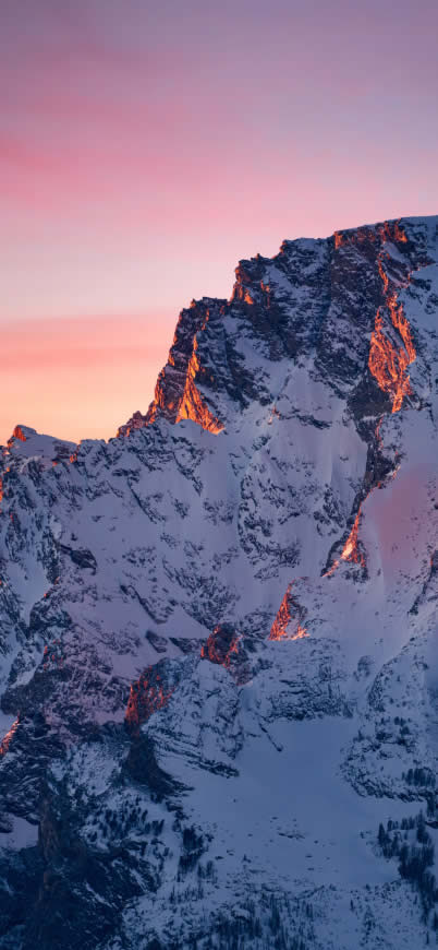 日出 雪山 山峰高清壁纸图片 1800x3900