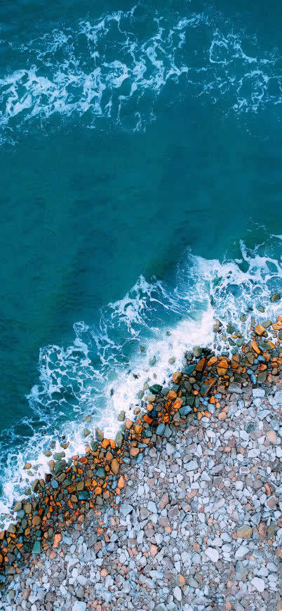 海岸 浪花 岩石高清壁纸图片 1620x3508