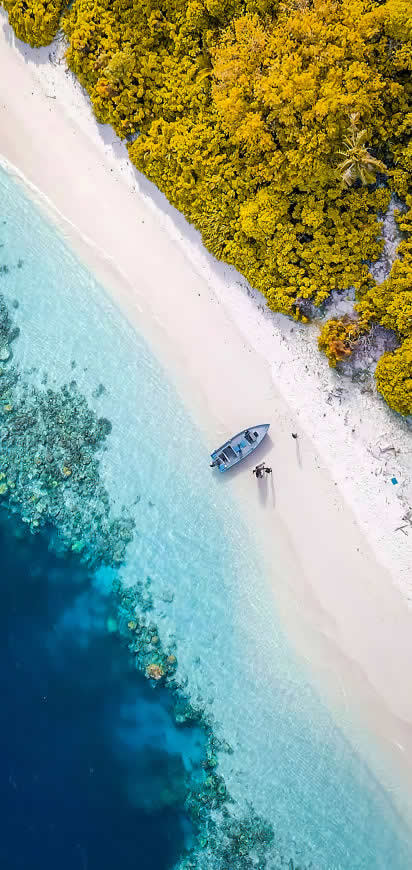 海滩航拍风景高清壁纸图片 1420x3000