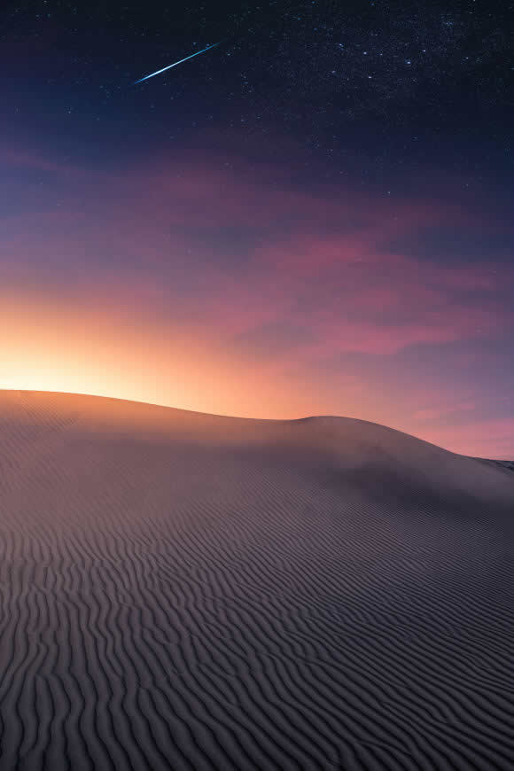 沙漠 星空 流星高清壁纸图片 4000x6000