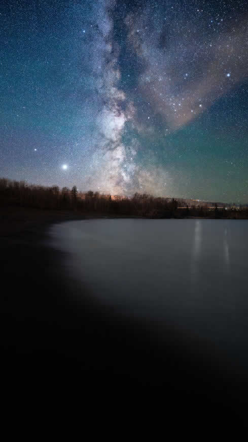 夜景 湖泊 星空高清壁纸图片 2160x3840