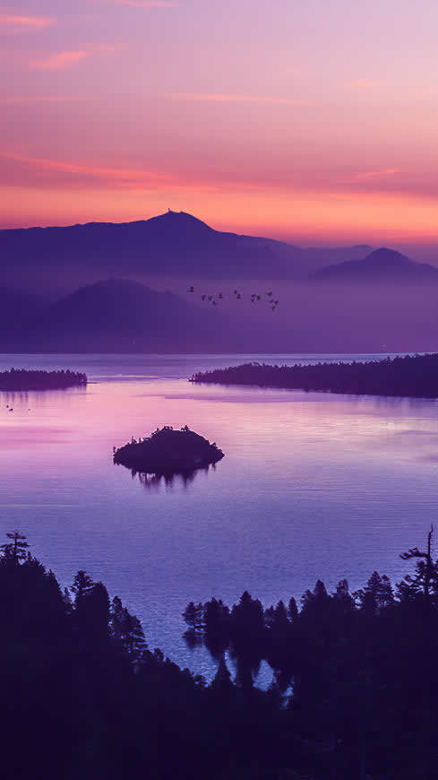 日落的珍珠湖高清壁纸图片 2160x3840
