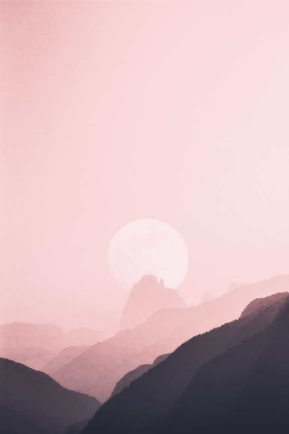 粉色山上日出高清壁纸图片 3648x5472