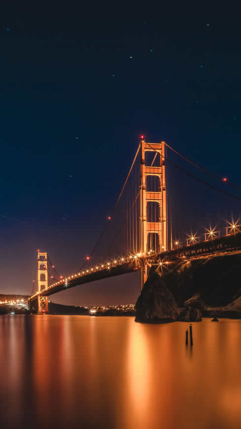 金门大桥夜景高清壁纸图片 2731x4855