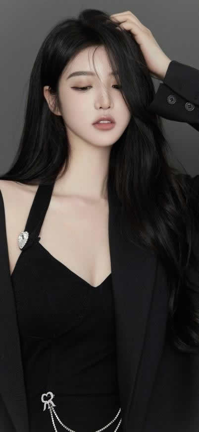 乌黑长发气质美女高清壁纸图片 1242x2688