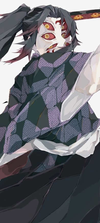 鬼灭之刃 黑死牟高清壁纸图片 1080x2400