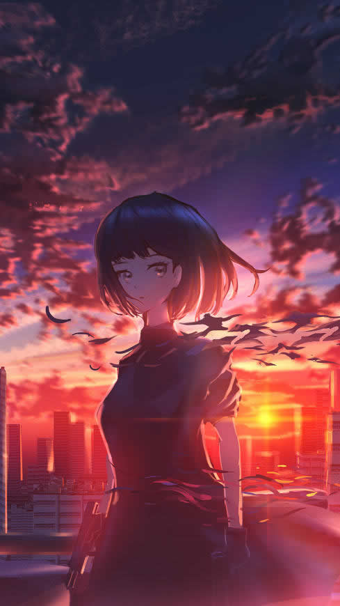 短发动漫美女高清壁纸图片 2160x3840