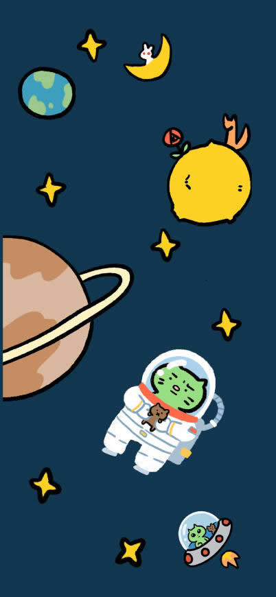 可爱的焦绿猫宇航员高清壁纸图片 1125x2436